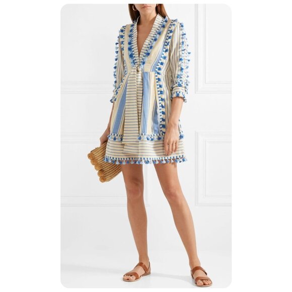 Dodo Bar Or Blue Skyler Tassel Mini Dress sz M - Picture 3 of 12